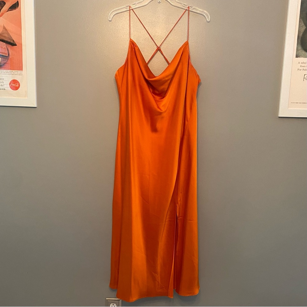 Banana Republic Orange Cowl Neck Slip Dress